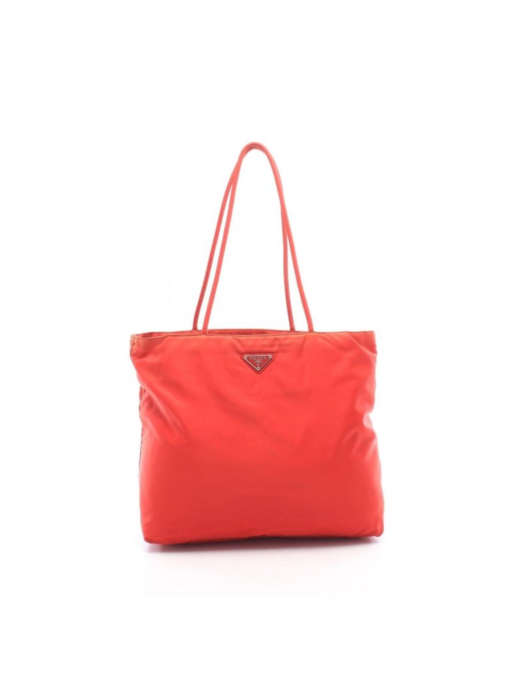 Prada Tote Triangle Logo Red Nylon